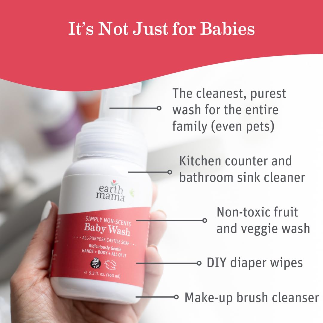 Earth Mama refill being poured to refill a pump bottle for convenient use
