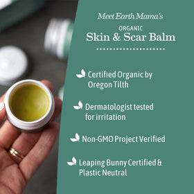 Earth Mama tin held in hand to show portable size and travel convenience