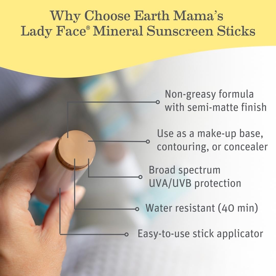 Earth Mama close-up of sunscreen stick texture showing smooth glide