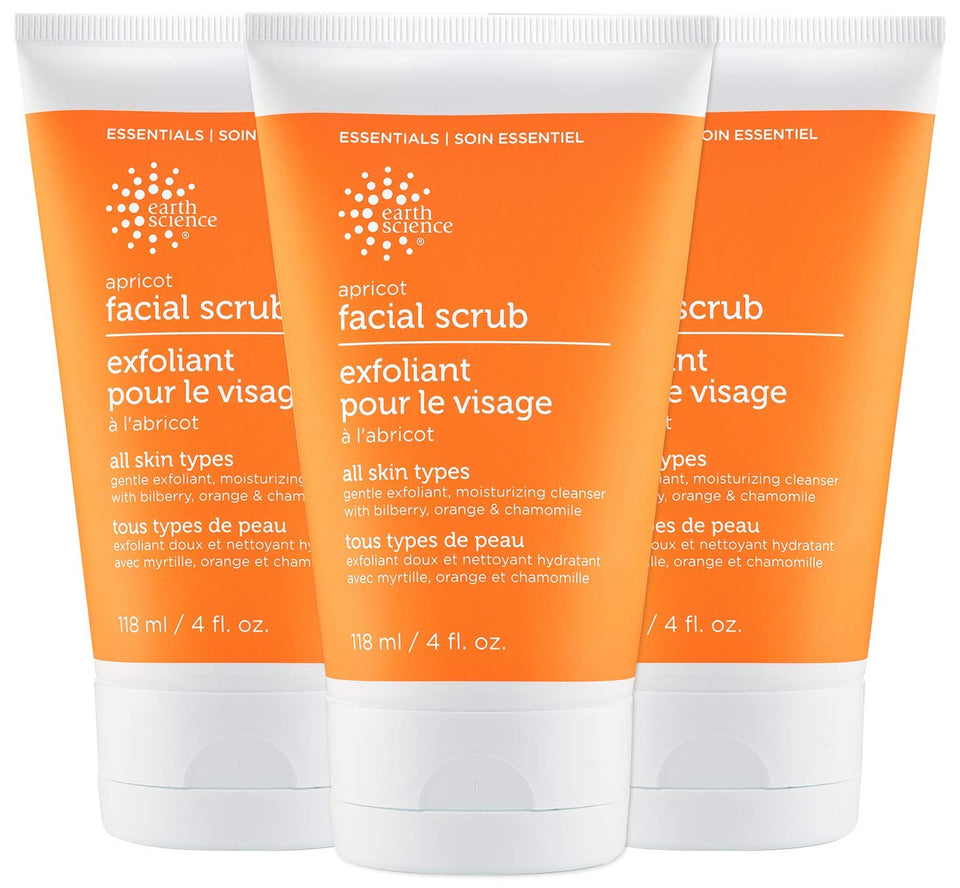 Earth Science front packaging showing three 4 oz. scrub tubes for convenient value