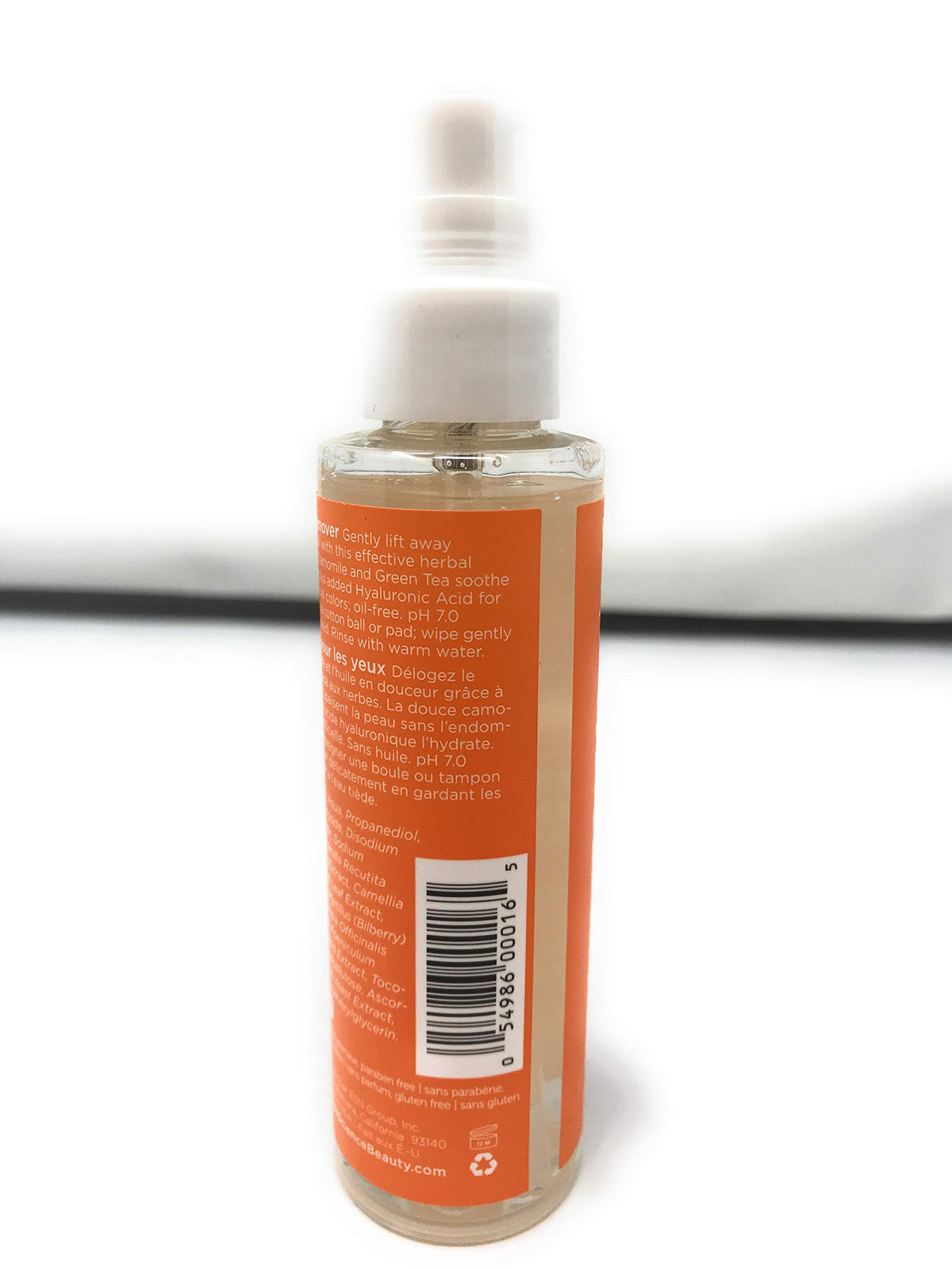 Earth Science liquid on cotton pad demonstrating fast makeup lift and low residue