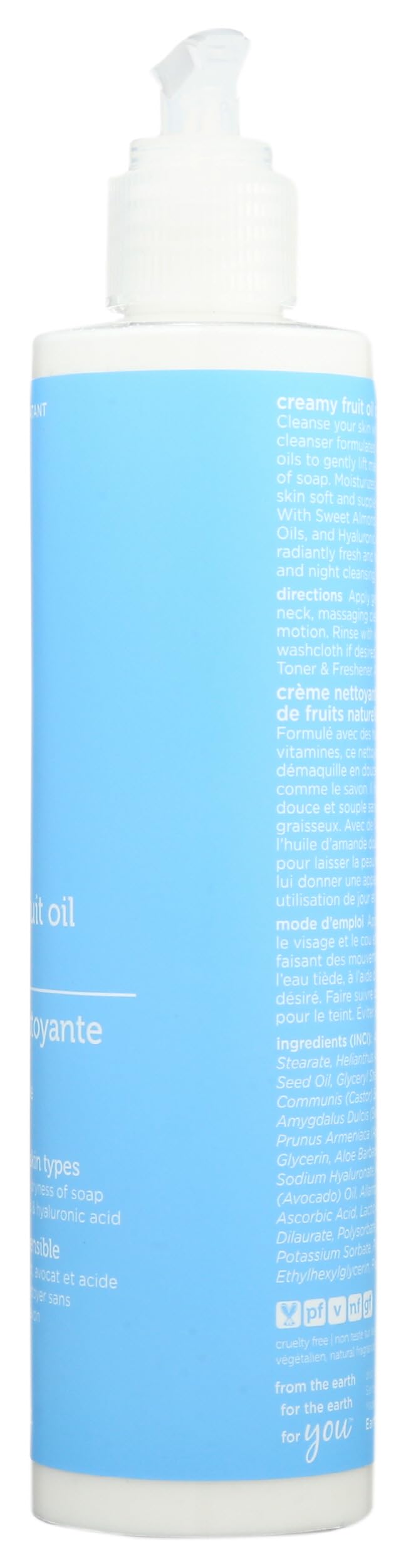 Earth Therapeutics 8 oz bottle next to hand for scale and convenient travel size benefit