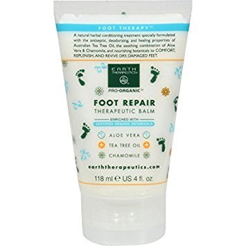 Earth Therapeutics foot repair balm front view showing jar and moisturizing benefit