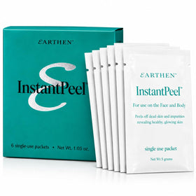 Earthen Skincare packet front view showing clear label and travel-friendly benefit