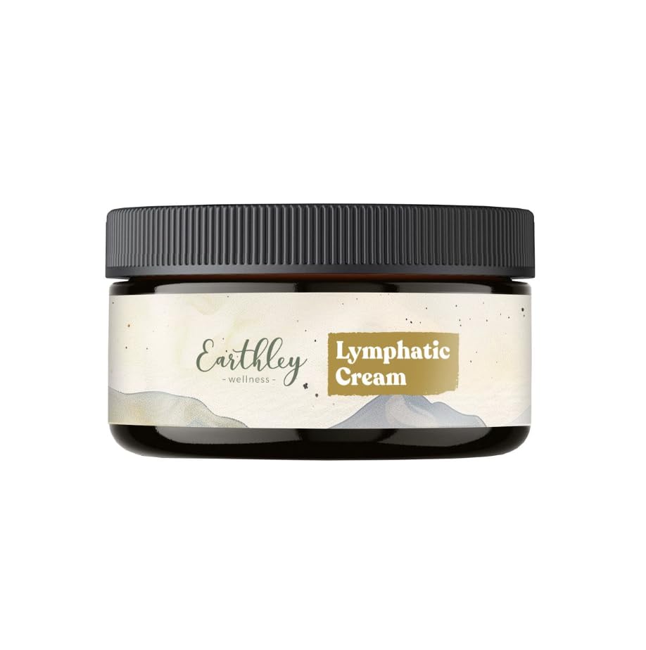 Earthley Wellness lymphatic cream jar front view showing clean label and natural benefit