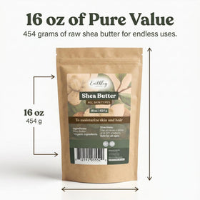 Lifestyle bathroom shelf with Earthley Wellness shea butter for everyday natural skincare ritual