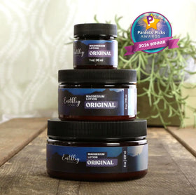 Earthley Wellness lifestyle bedside jar placed near pillow for evening routine convenience