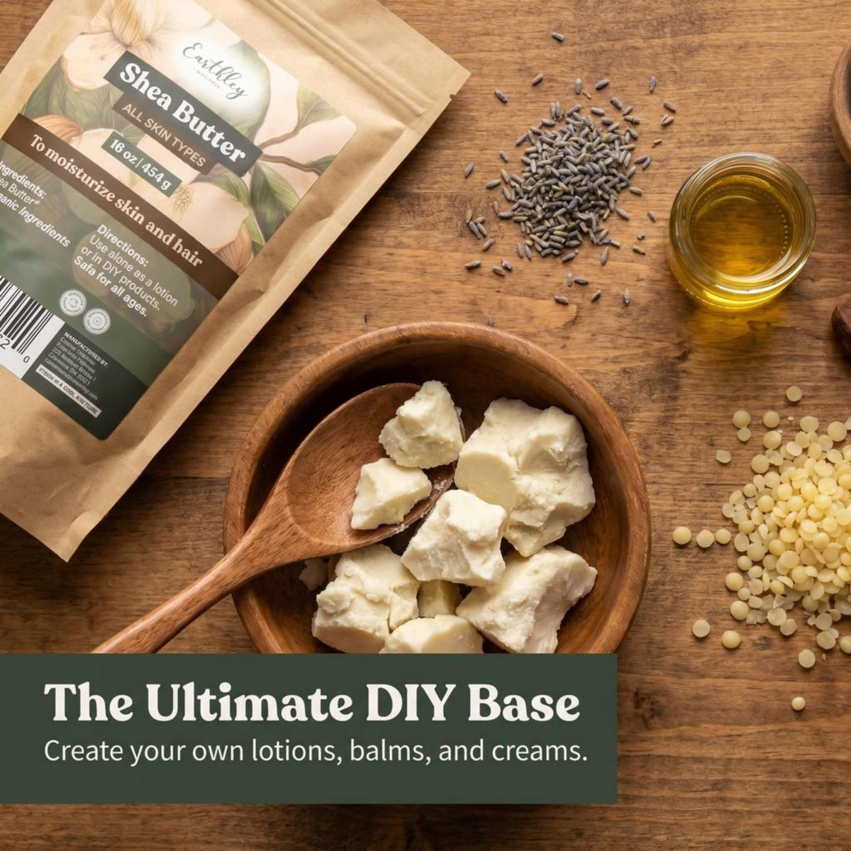 Earthley Wellness shea butter melting in glass bowl for DIY recipes and easy blending
