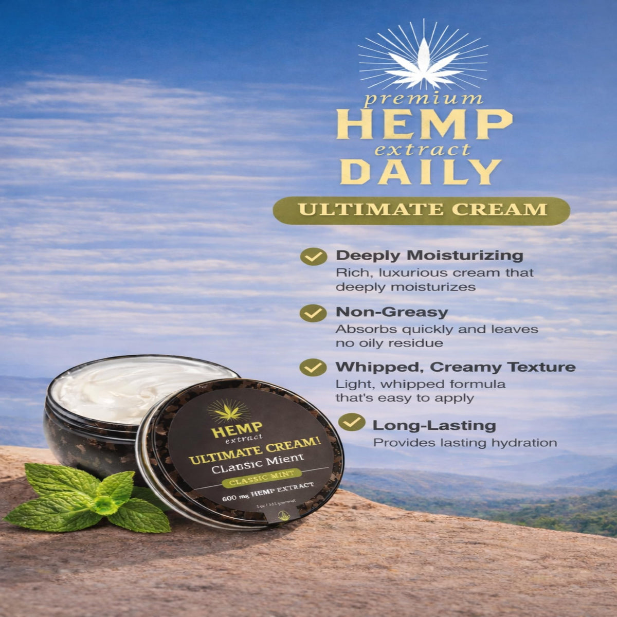Earthly Body cream applied on hand demonstrating smoothing effect and fast-absorbing comfort