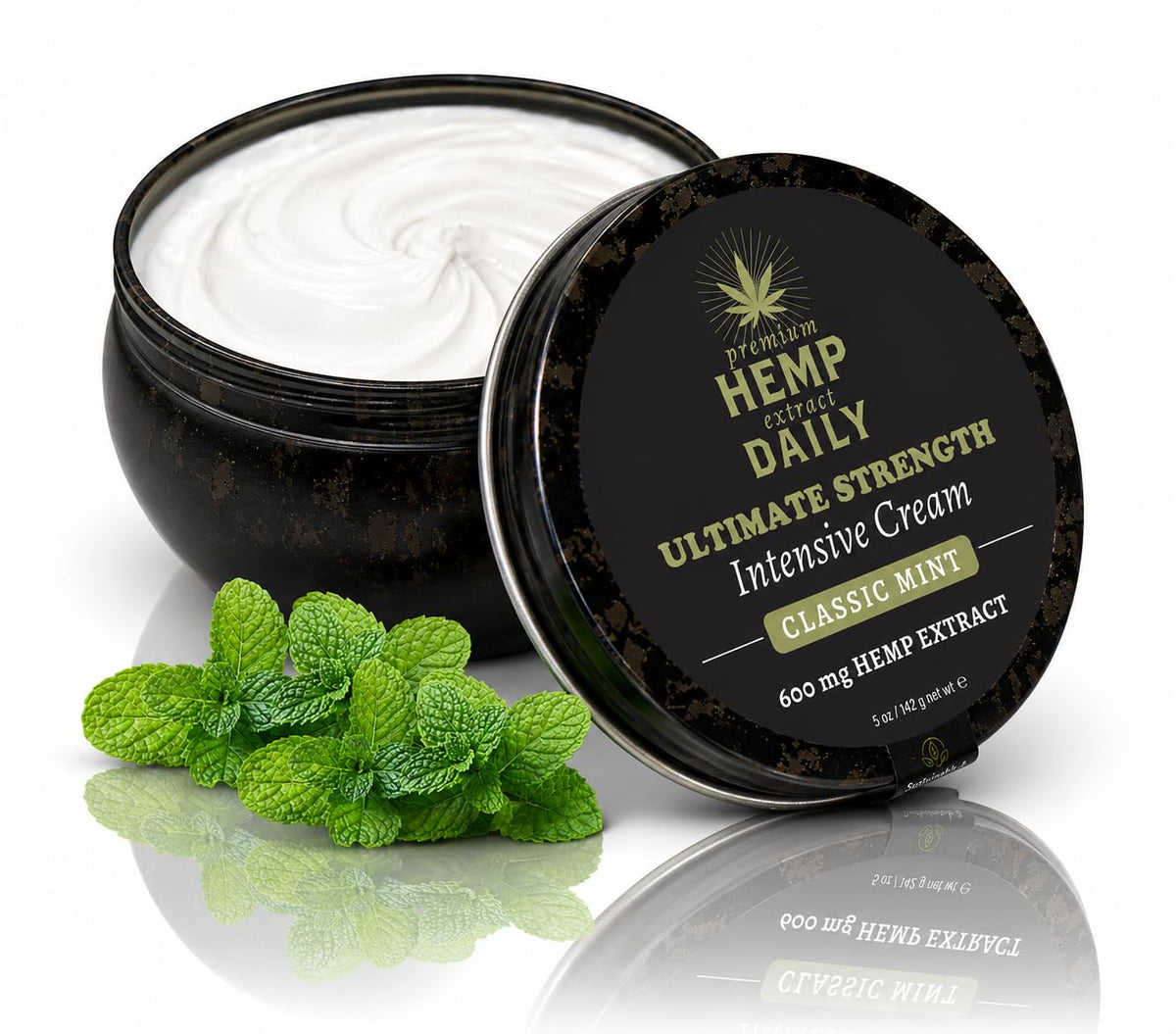 Earthly Body front jar showing classic mint label and clean design, clear product identity