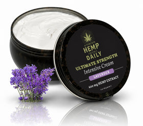 Earthly Body lavender 5oz jar front view showing label and size benefit