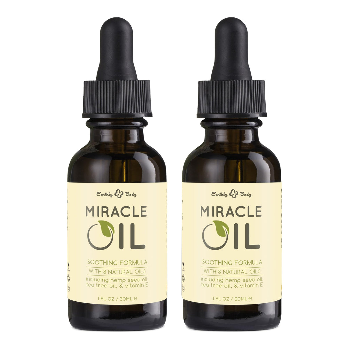 Earthly Body Miracle Oil front packaging showing bottle and label for clear identification and trust