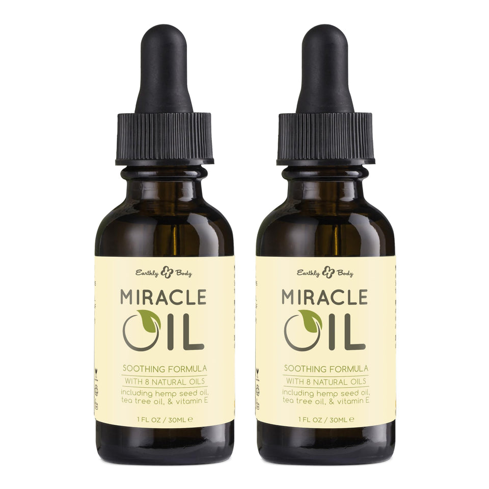 Earthly Body Miracle Oil front packaging showing bottle and label for clear identification and trust