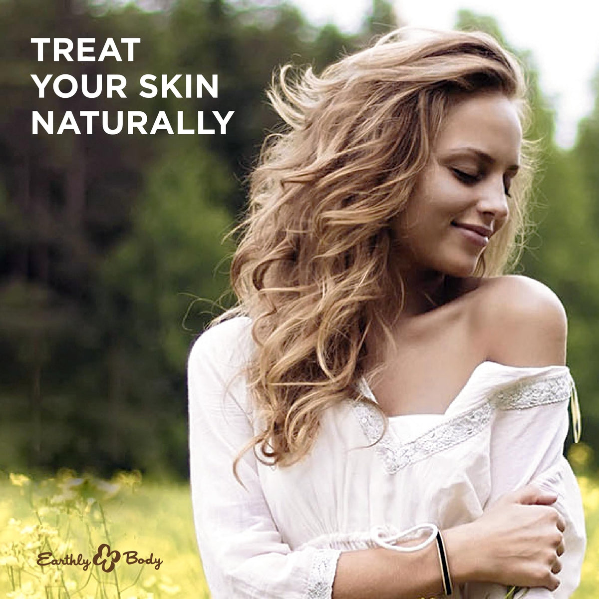 Earthly Body bottle inside travel bag indicating convenient on-the-go moisturization