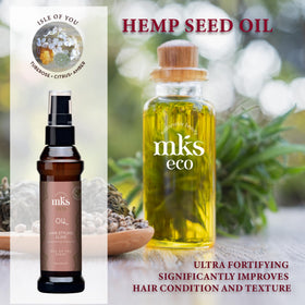 Earthly Body MKS eco Oil applied to dry hair smoothing flyaways and adding shine for a polished finish
