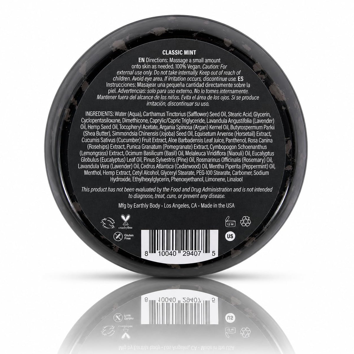 Earthly Body 5oz jar shown in hand for scale, convenient travel-friendly size benefit