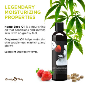 Earthly Body strawberry oil pour close-up displaying smooth texture and glide