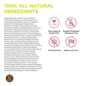 Earthly Body hemp seed ingredient focus showing oil drop for conditioning benefit