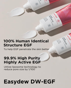 EASYDEW applying cream to face demonstrating gentle pressing method