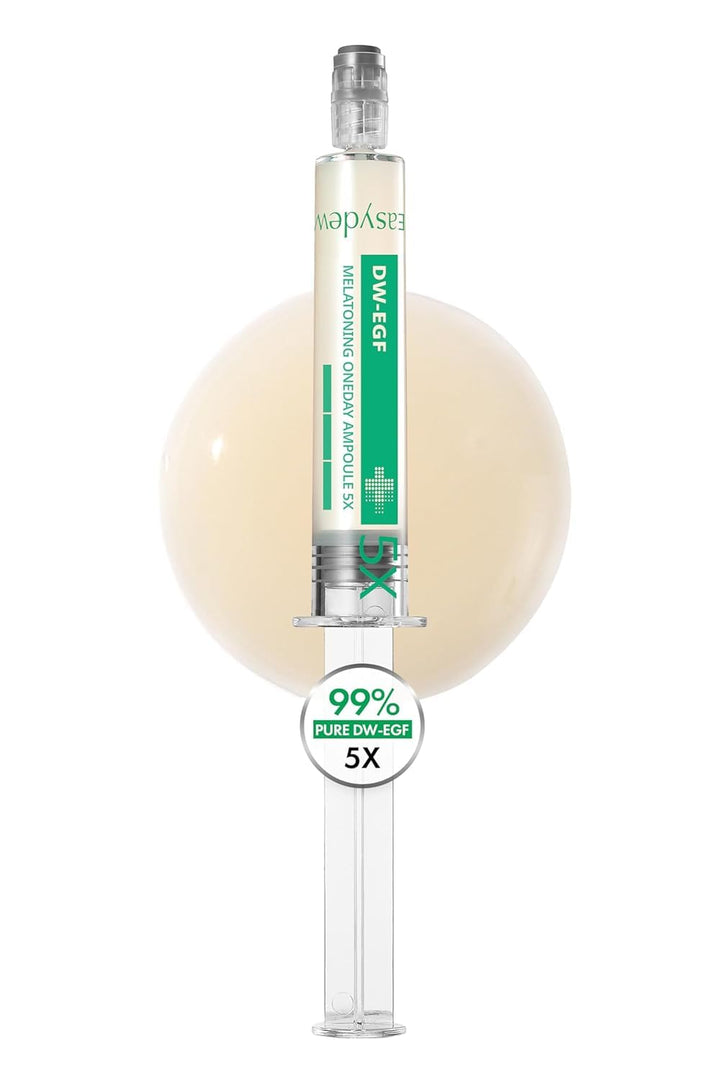 EASYDEW front pump bottle showing compact ampoule design and hygienic dispensing
