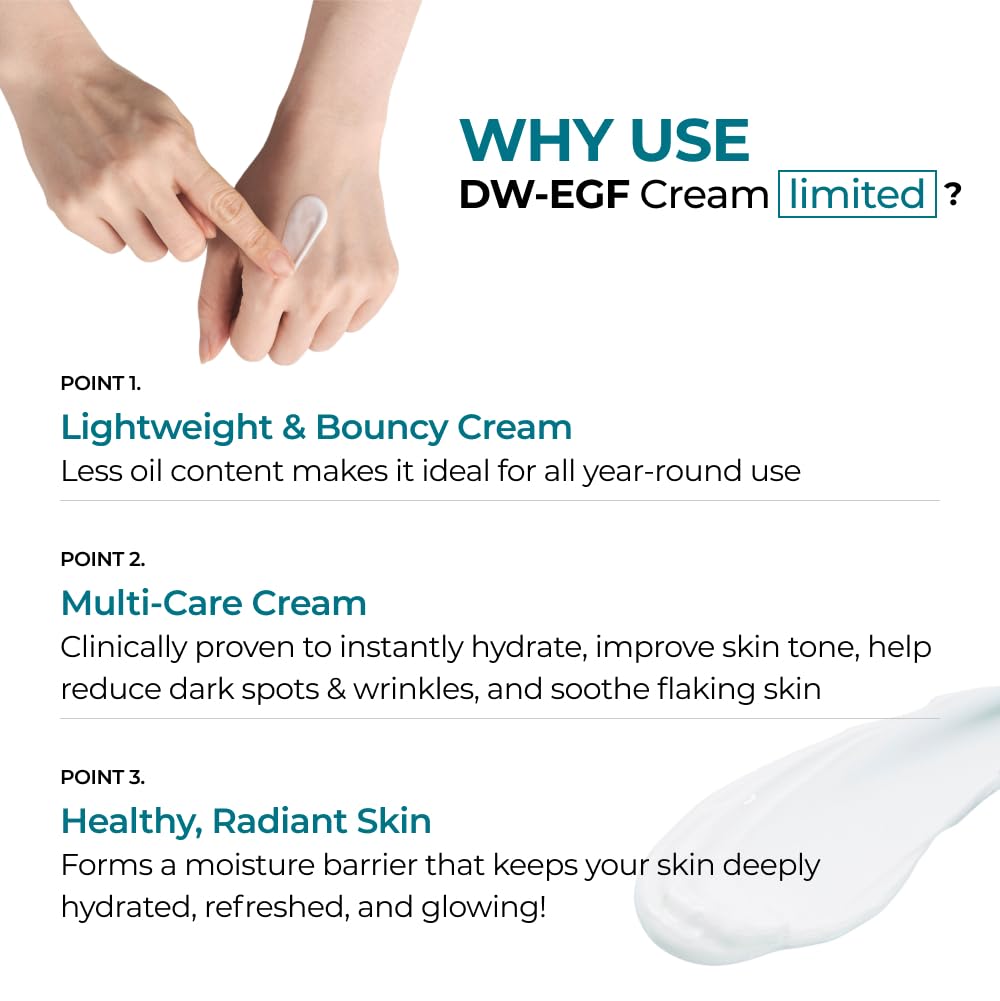 EASYDEW DW‑EGF applied to hand showing fast absorption and visible smoothness benefit