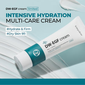 EASYDEW DW‑EGF cream texture closeup highlighting lightweight, non‑greasy feel
