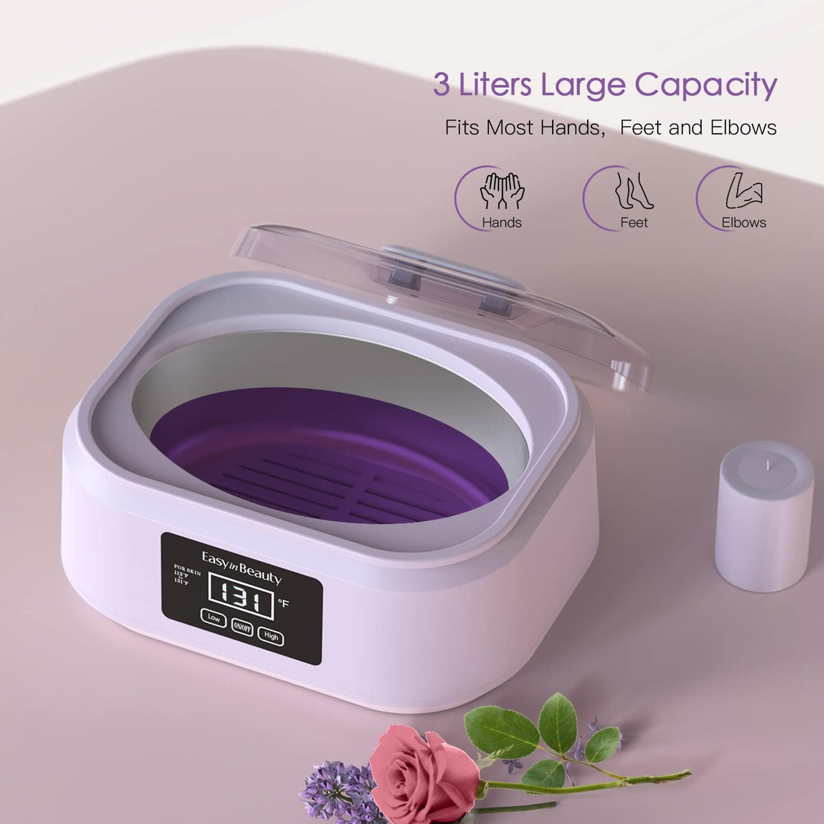 EASYINBEAUTY wide-aperture basin showing full immersion capability benefit