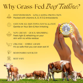 Eat My Face ingredient display with grass-fed beef tallow highlighting nourishing lipids