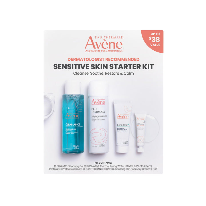 Eau Thermale Avène front packaging showing all four kit items for gentle care