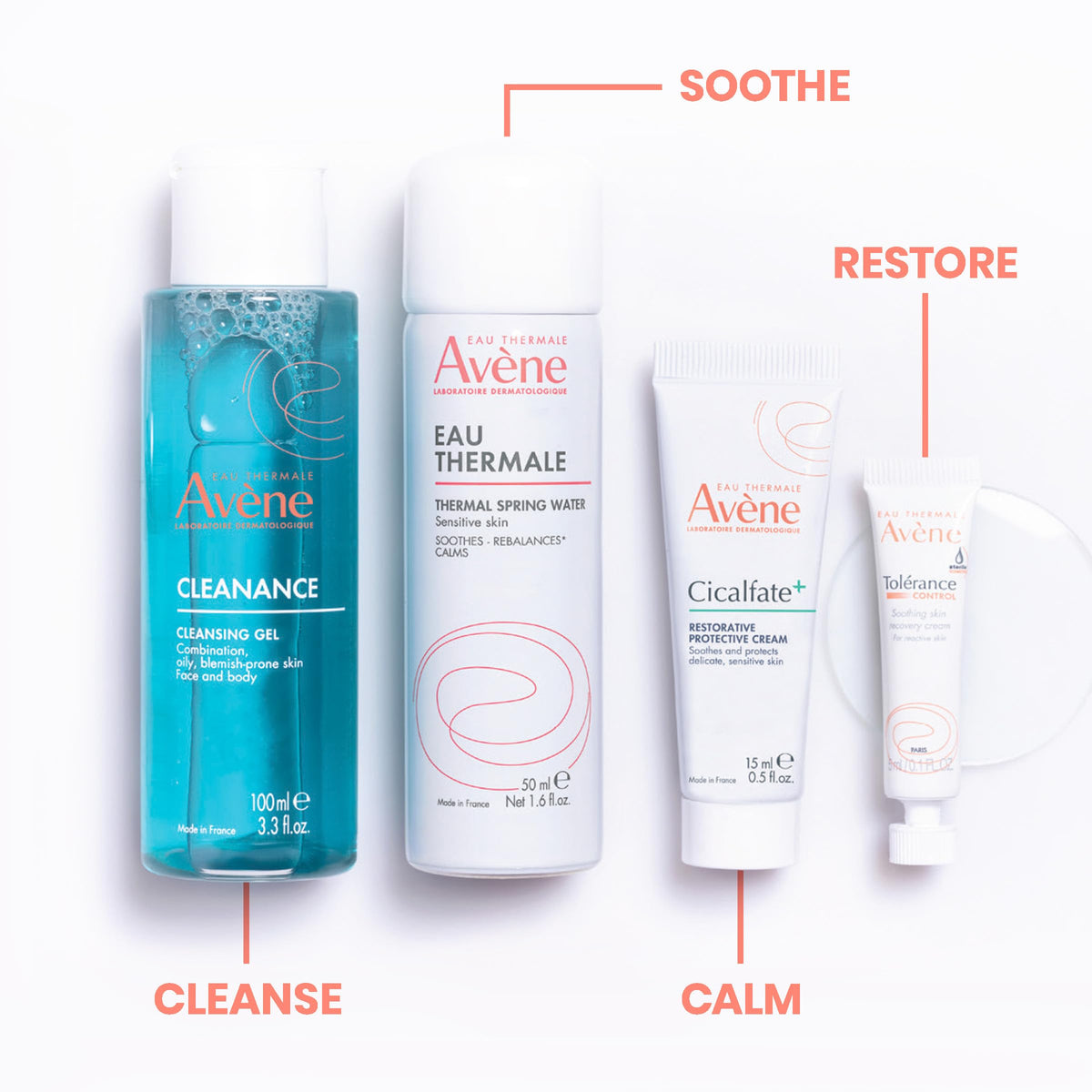 Eau Thermale Avène kit in a bathroom setting showing travel-friendly routine