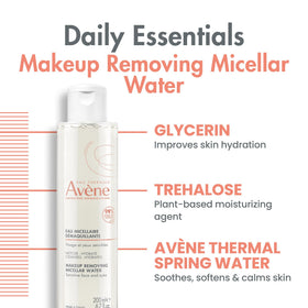 Eau Thermale Avène in a toiletry bag illustrating travel-friendly no-rinse cleansing benefit