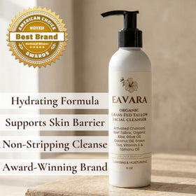 Eavara label close-up revealing active ingredients and clean formulation benefits