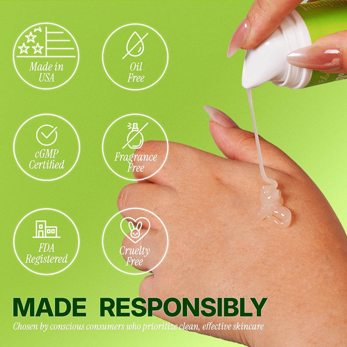 Ebanel bottle with green tea and chamomile highlighting soothing botanicals