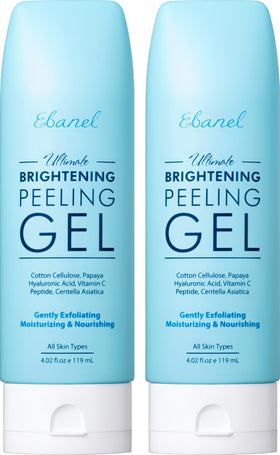 Ebanel front packaging showing two brightening peeling gel tubes and benefits