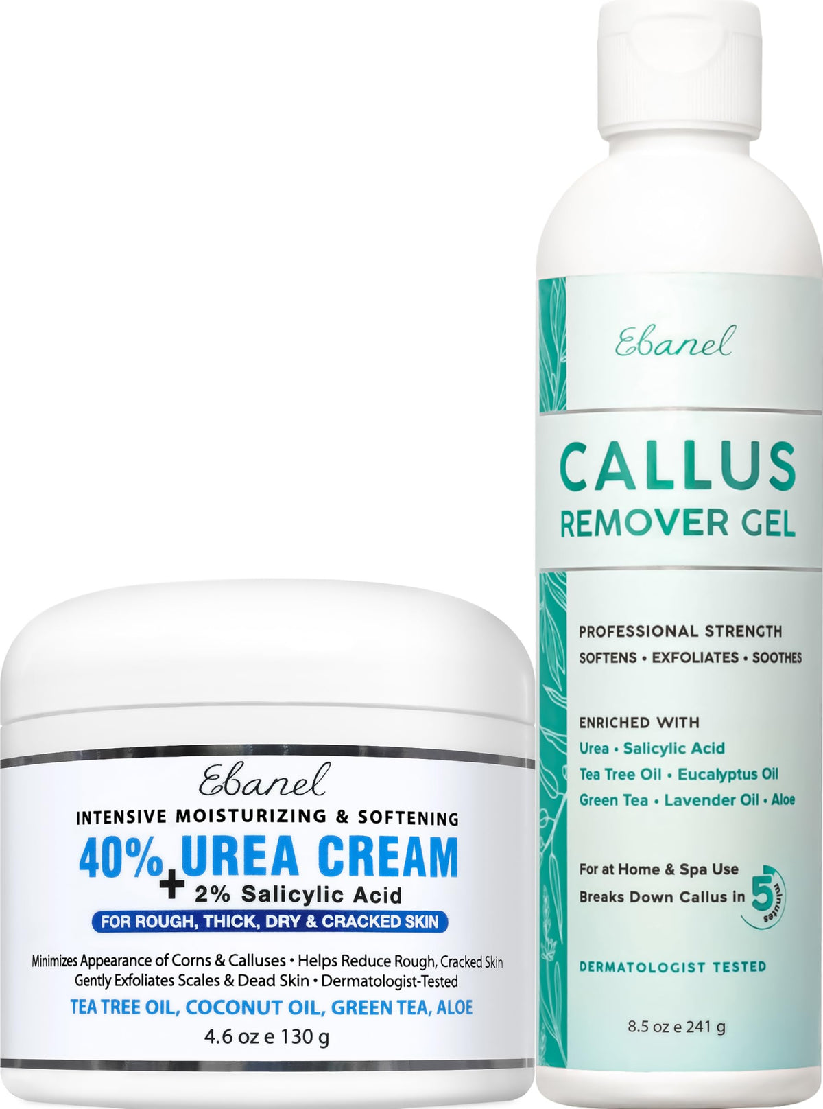 Ebanel front packaging of the callus remover set showing complete kit benefits