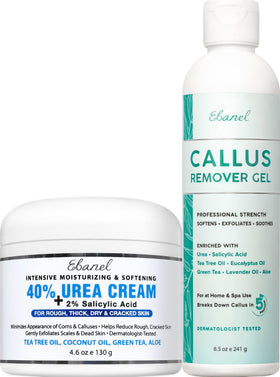 Ebanel front packaging of the callus remover set showing complete kit benefits