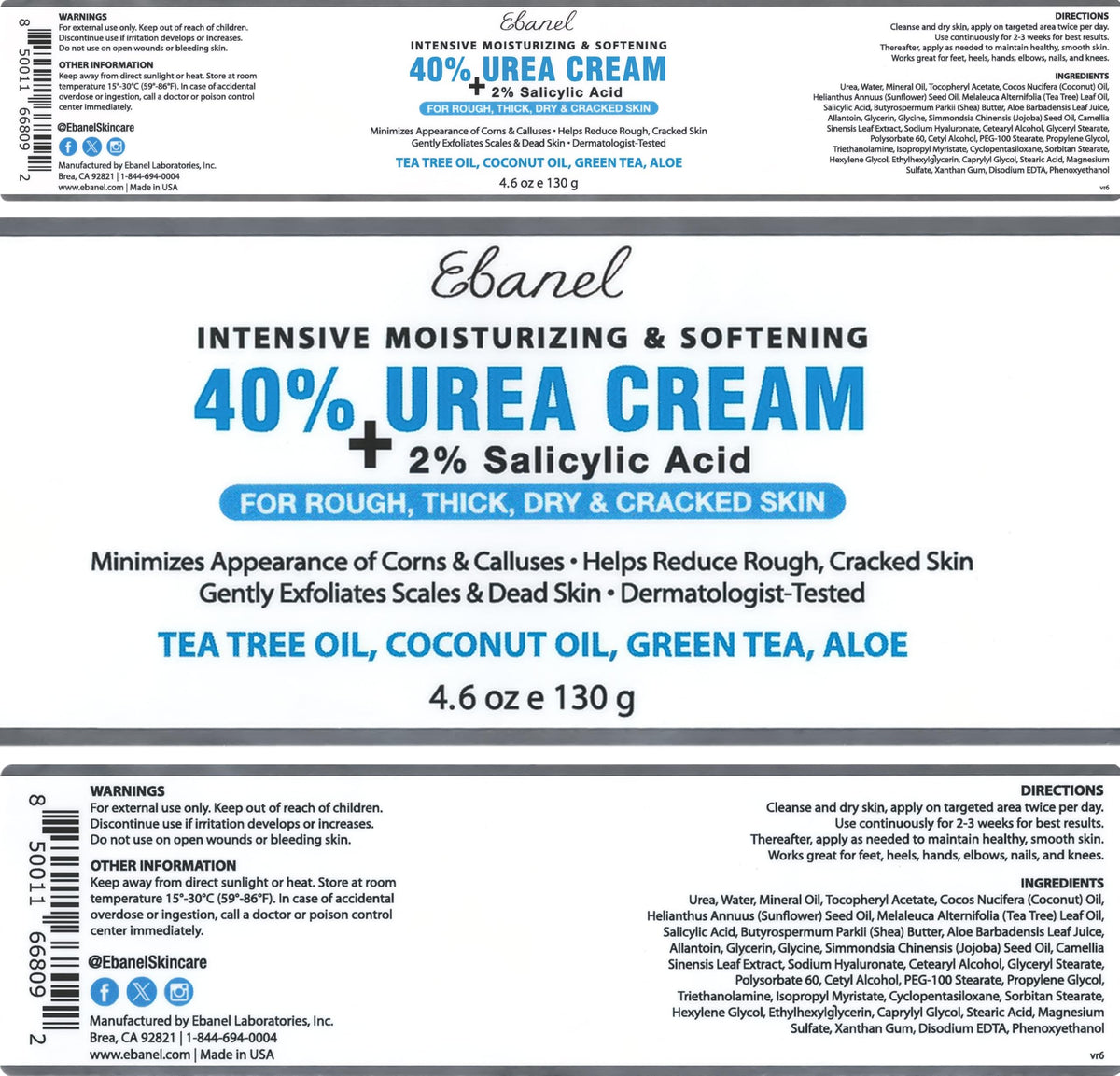 Ebanel botanical tea tree and green tea extract display supporting soothing