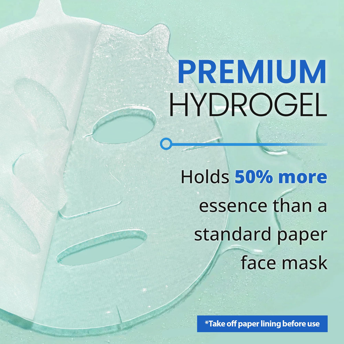 Ebanel mask applied on face demonstrating snug fit and absorption