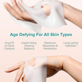 Ebanel mask beside a hand demonstrating scale and easy-at-home spa treatment benefit