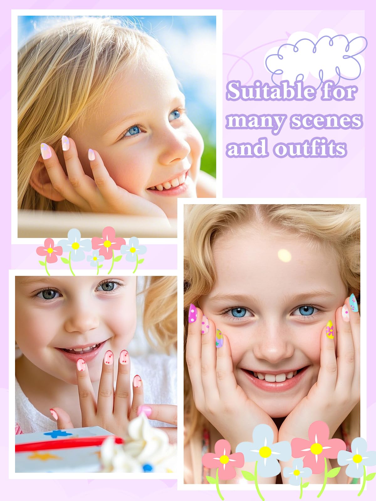 EBANKU nails being applied with glue, quick secure hold for kids
