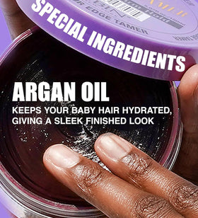 EBIN NEW YORK close-up label highlighting argan and castor oils