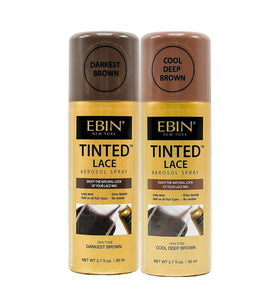 EBIN NEW YORK front packaging showing both tinted lace spray cans and gift set benefits