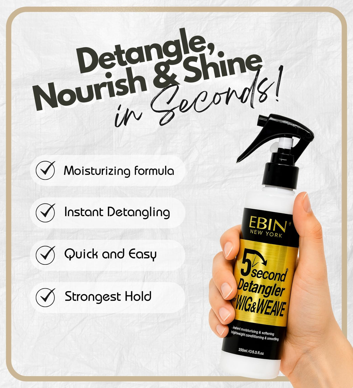 EBIN NEW YORK close-up of lightweight spray texture for smooth, non-greasy finish