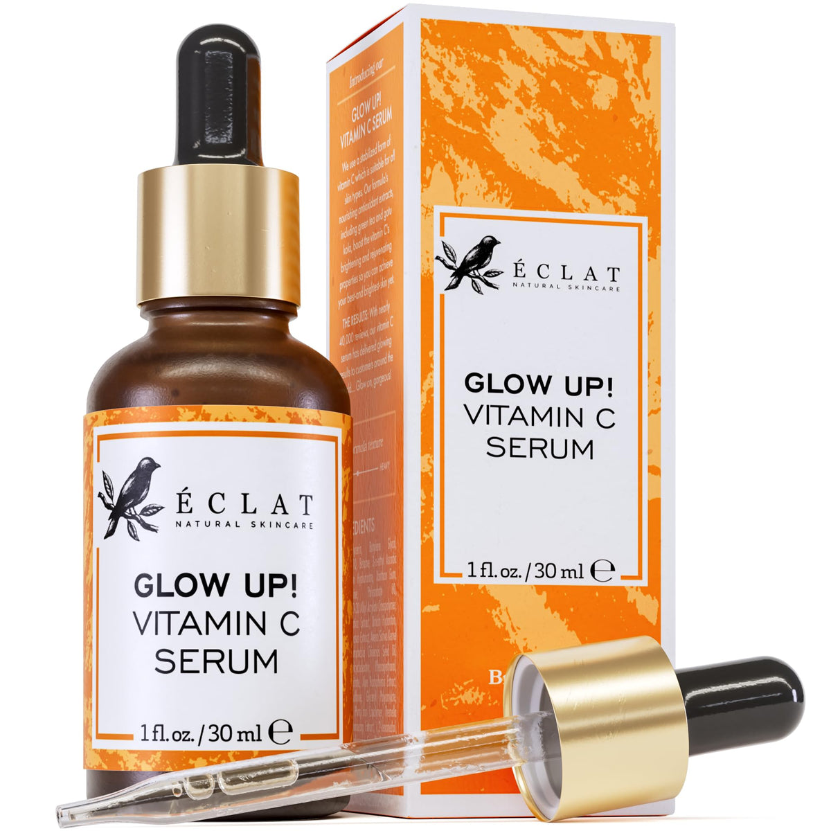 Eclat Skincare front packaging showing bottle and label for quick identification and trust