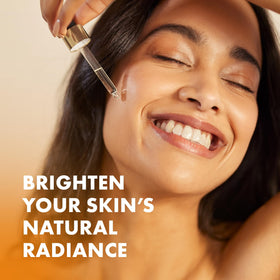 Eclat Skincare label close-up detailing ingredients like ferulic acid and vitamin E for clarity
