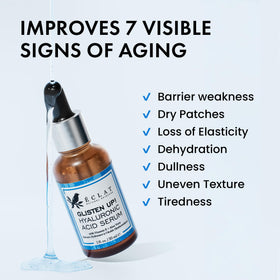 Eclat Skincare serum texture on hand demonstrating fast-absorbing, non-greasy hydration