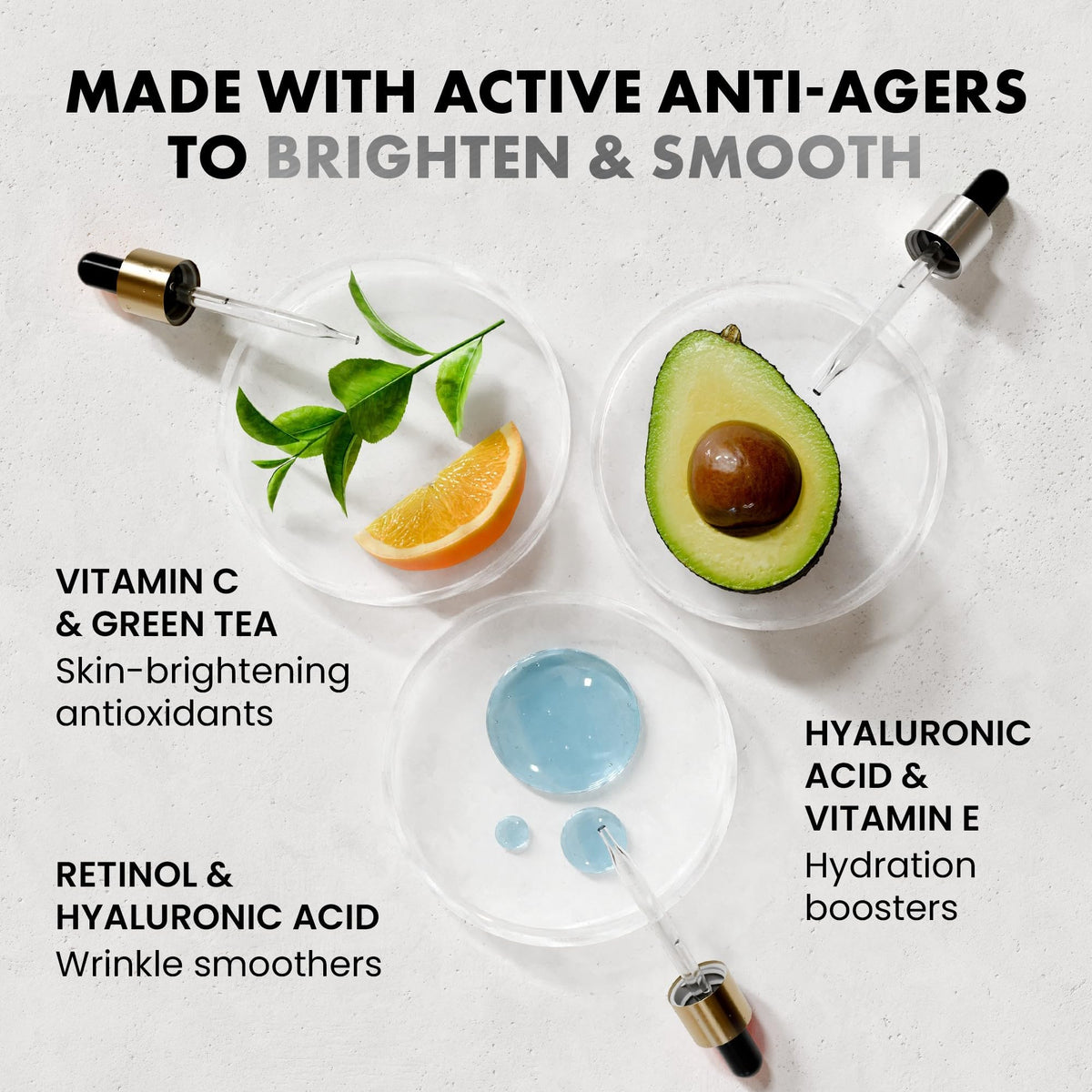 Eclat Skincare serums held in hand illustrating easy, travel-friendly bottles