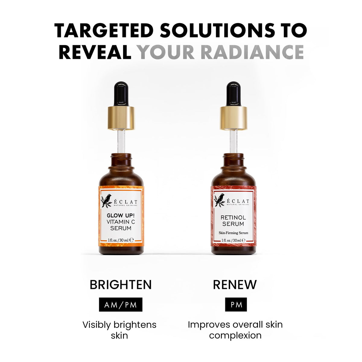 Eclat Skincare size comparison with common items illustrating portable convenience
