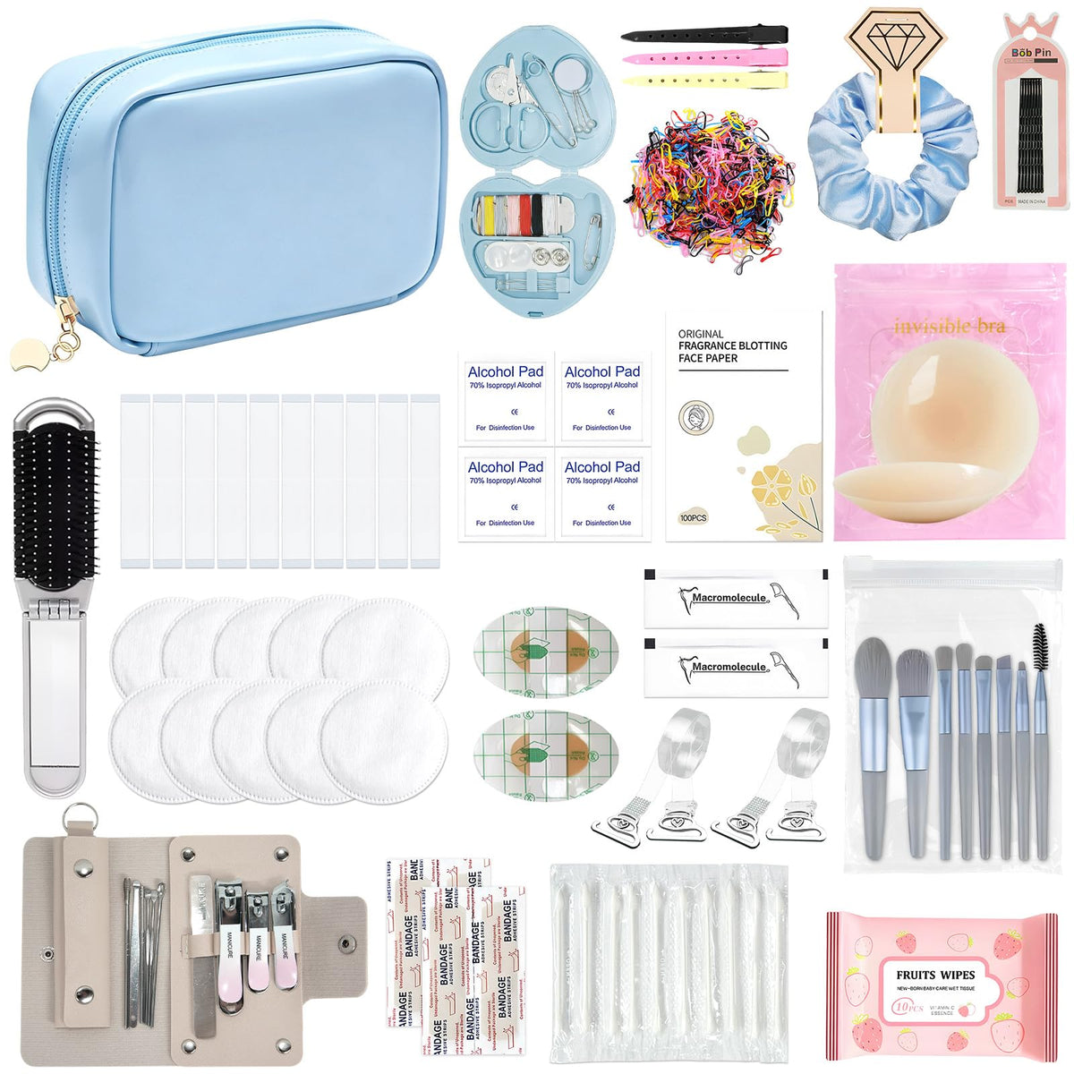 Eclatbox front view of blue emergency kit bag showing compact design and elegance