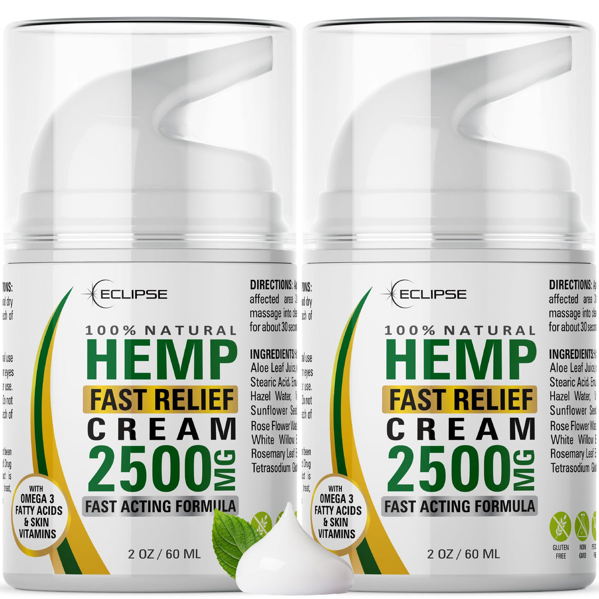 Eclipse Hemp front packaging showing two 4 oz tubes and branding benefit: easy replenishment